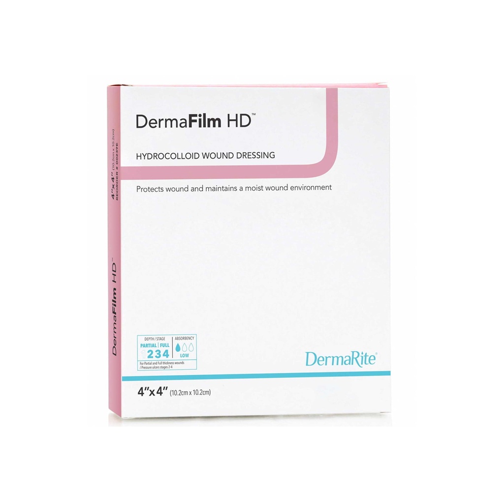 DermaRite DermaFilm Hydrocolloid Dressing, 4”x4" 
