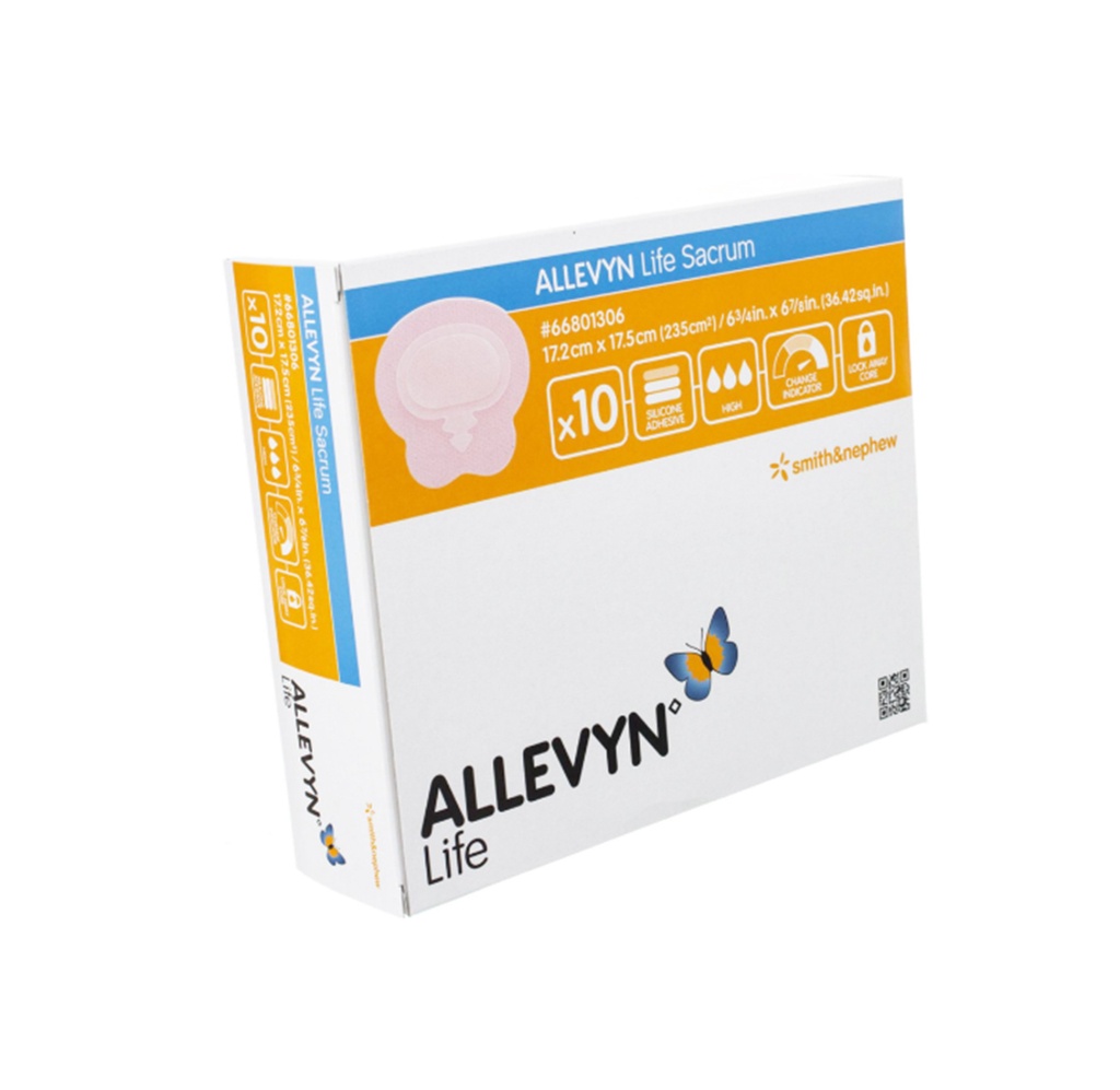 Smith & Nephew Allevyn Life Silicone Bordered Sacral Foam, 7"x7" 