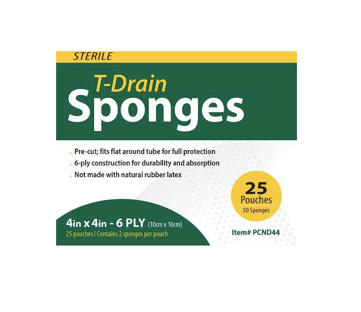 ProCure Sterile 6 Ply Gauze Drain Sponge, 4"x4"