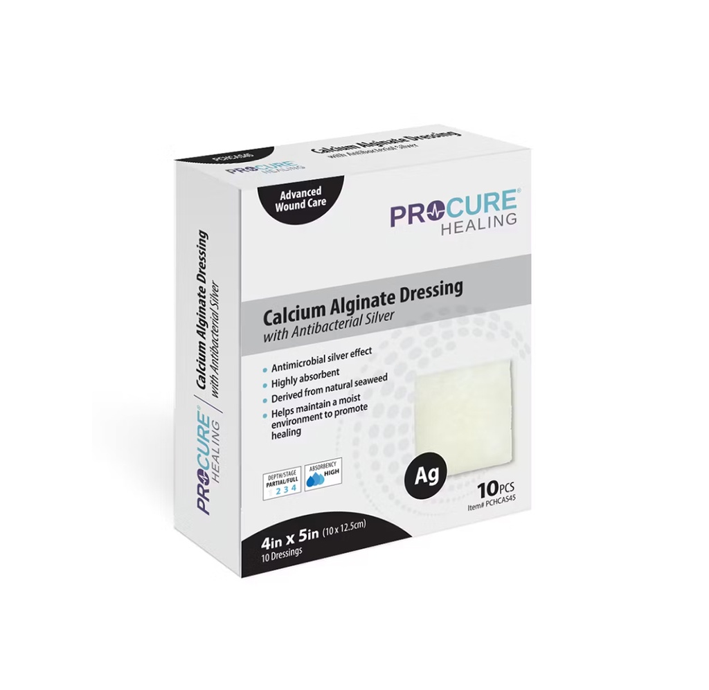 ProCure Alginate Wound Dressing with Antibacterial Silver 4”x5"