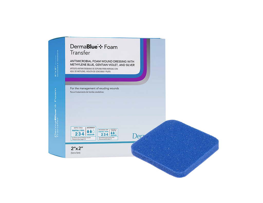 Dermarite DermaBlue+ Foam Antimicrobial Dressing, 2"x2" 