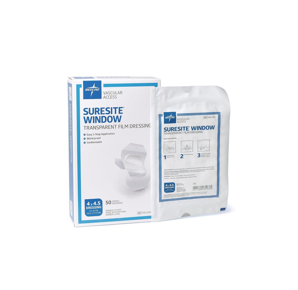 Medline Suresite Window Transparent Film Dressing 4"x4.5"