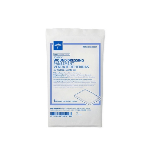 [NONEX0069] Medline Sorbex Absorbent Dressings, Sterile 6”x9”