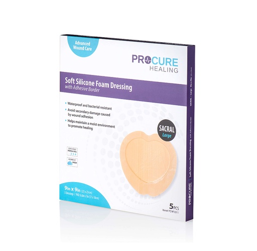 [PCHF3311] ProCure Soft Silicone Foam Dressing with Adhesive Border, 9"x9"