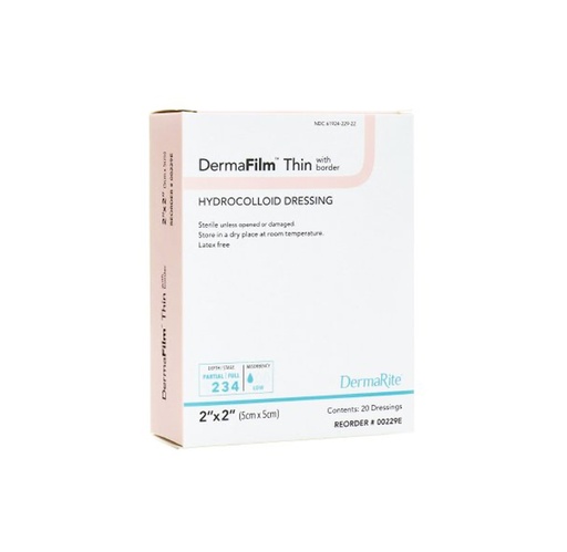[00229E] DermaRite DermaFilm Hydrocolloid Bordered Dressing, 2”x2"