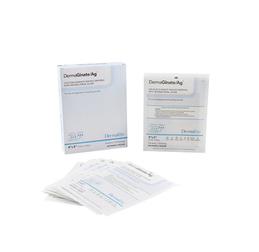 [00525E] Dermarite DermaGinate Ag Alginate Wound Dressing with Antibacterial Silver 4”x5"