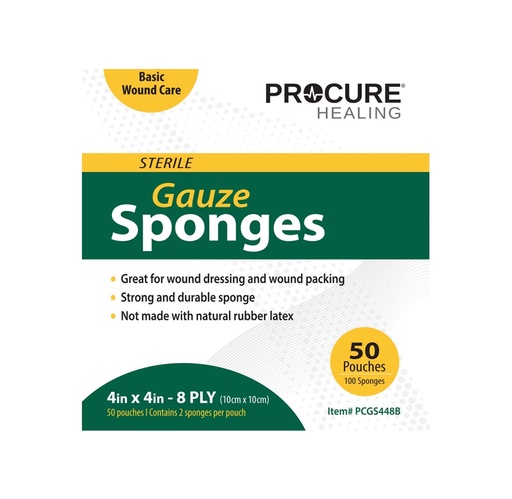 [PCGS442B] ProCure Sterile Gauze Sponge, 4"x4" 